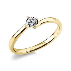 Solitär Ring Damenring 585 Gold Gelbgold Diamant Brillant 0,20 Ct. 4er-Krappe
