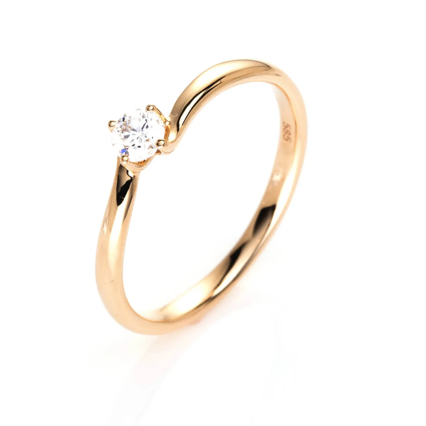 Solitär Ring Damenring 585 Gold Gelbgold Diamant Brillant 0,20 Ct. 4er-Krappe