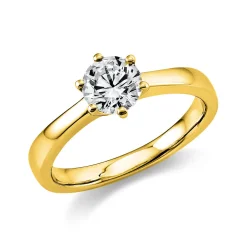 Solitär Ring Damenring 750 Gold Gelbgold Diamant Brillant 0,70 Ct. 6er-Krappe