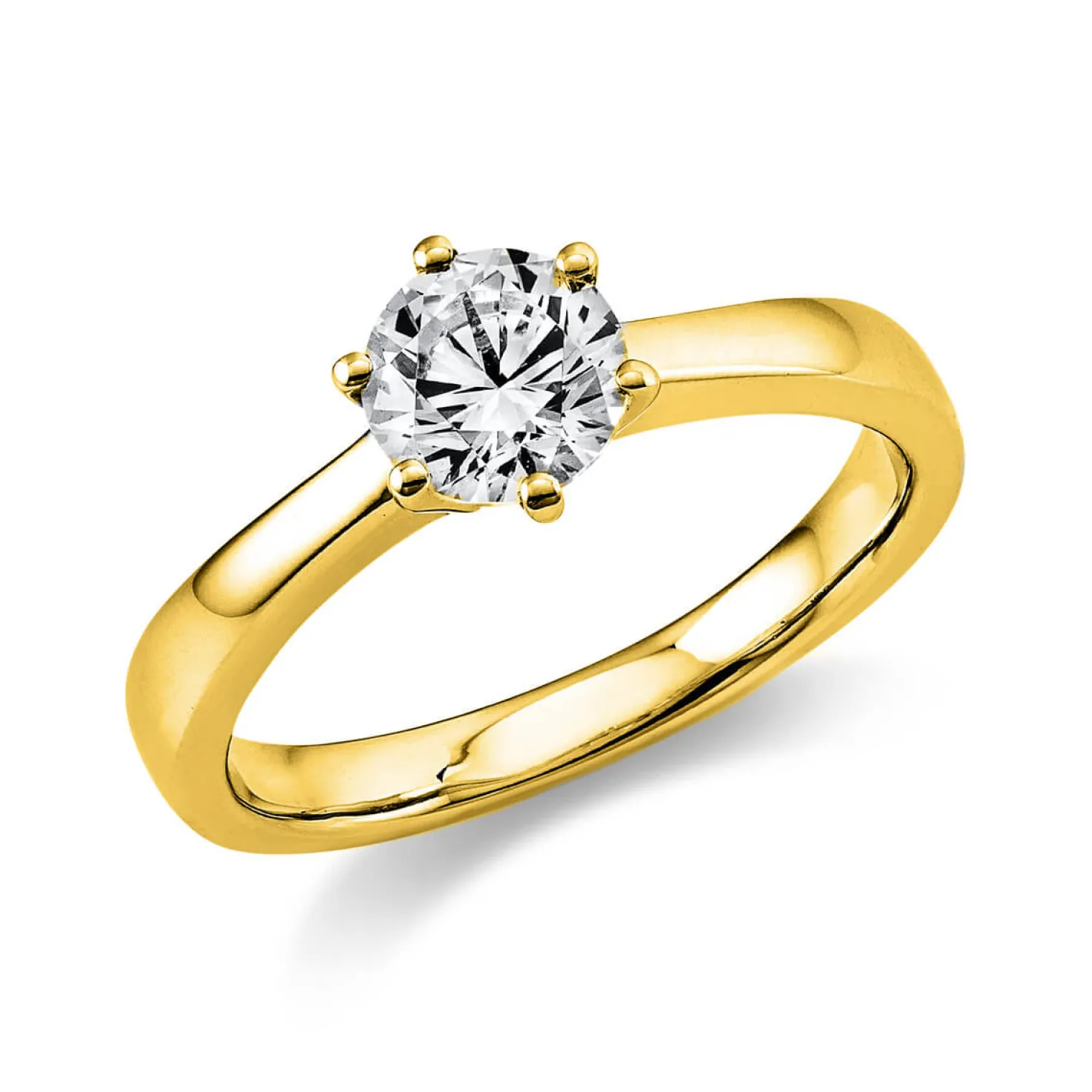 Solitär Ring Damenring 585 Gold Gelbgold Diamant Brillant 0,70 Ct. 6er-Krappe
