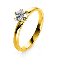 Solitär Ring Damenring 585 Gold Gelbgold Diamant Brillant 0,50 Ct. 6er-Krappe
