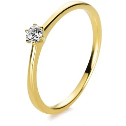 Solitär Ring Damenring 750 Gold Gelbgold Diamant Brillant 0,10 Ct. 6er-Krappe