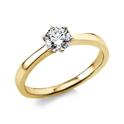 Solitär Ring Damenring 750 Gold Gelbgold Diamant Brillant 0,50 Ct. 6er-Krappe