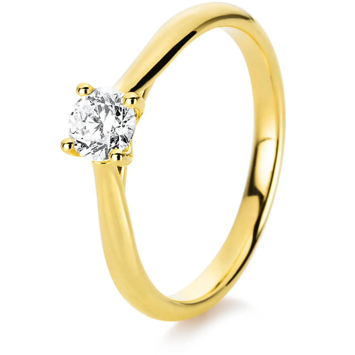 Solitär Ring Damenring 585 Gold Gelbgold Diamant Brillant 0,40 Ct. 4er-Krappe