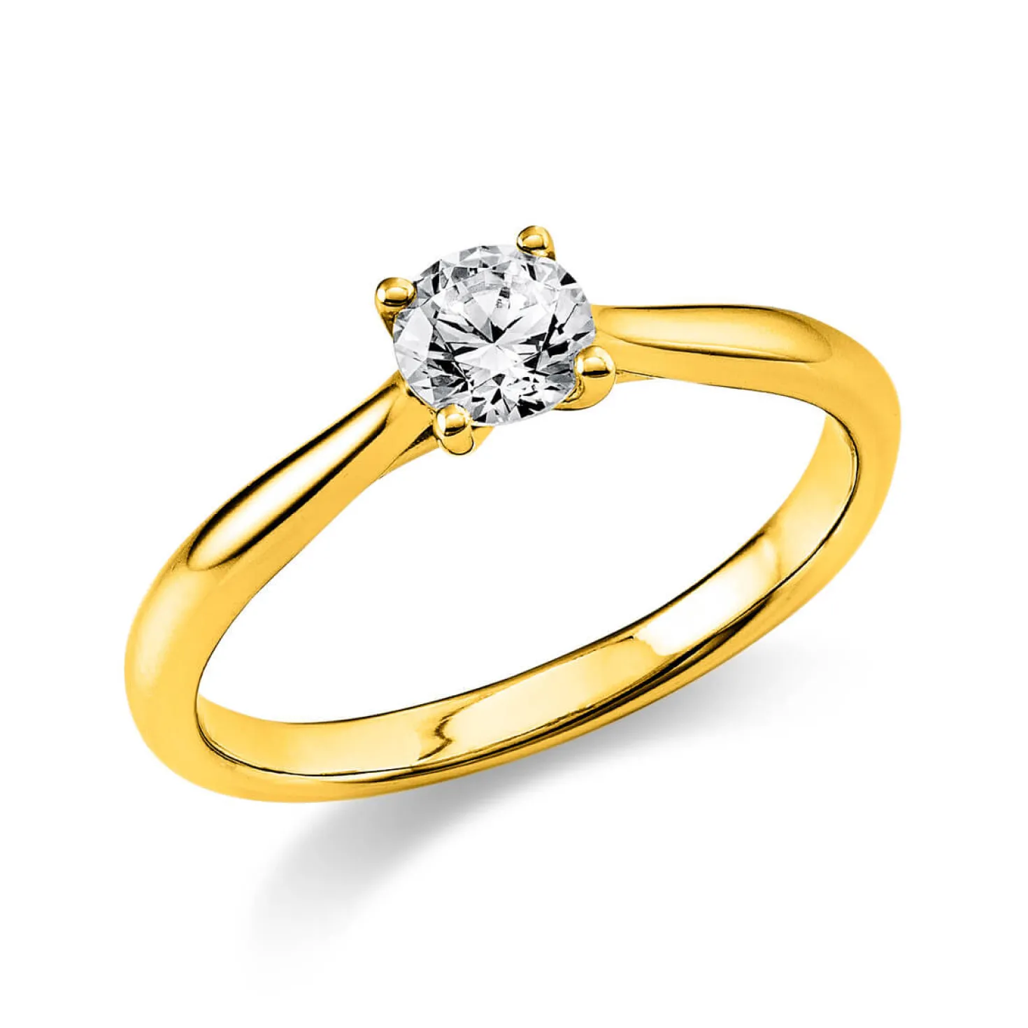 Solitär Ring Damenring 585 Gold Gelbgold Diamant Brillant 0,40 Ct. 4er-Krappe