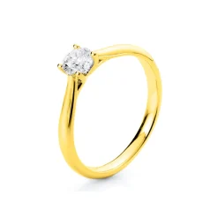Solitär Ring Damenring 750 Gold Gelbgold Diamant Brillant 0,30 Ct. 4er-Krappe
