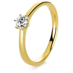 Solitär Ring Damenring 585 Gold Gelbgold Diamant Brillant 0,30 Ct. 6er-Krappe