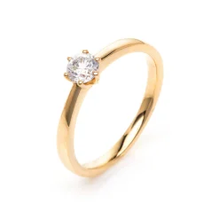 Solitär Ring Damenring 750 Gold Gelbgold Diamant Brillant 0,40 Ct. 6er-Krappe