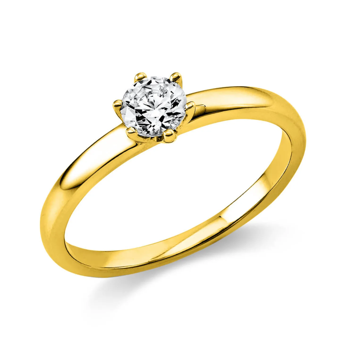 Solitär Ring Damenring 585 Gold Gelbgold Diamant Brillant 0,30 Ct. 6er-Krappe