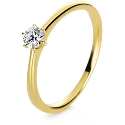 Solitär Ring Damenring 750 Gold Gelbgold Diamant Brillant 0,20 Ct. 6er-Krappe