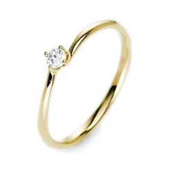 Solitär Ring Damenring 585 Gold Gelbgold Diamant Brillant 0,10 Ct. 4er-Krappe
