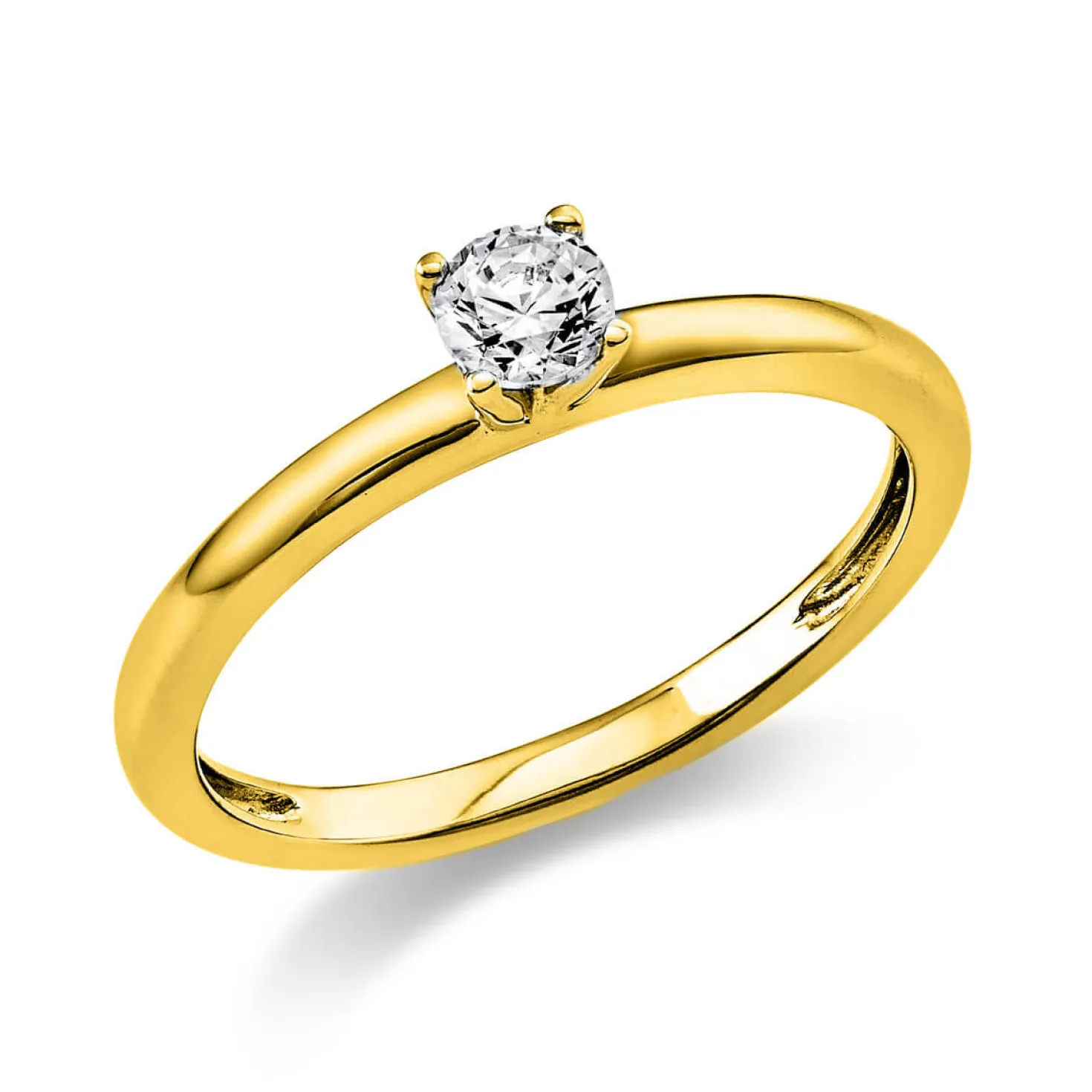 Solitär Ring Damenring 585 Gold Gelbgold Diamant Brillant 0,20 Ct. 4er-Krappe
