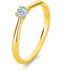 Solitär Ring Damenring 750 Gold Gelbgold Diamant Brillant 0,20 Ct. 4er-Krappe