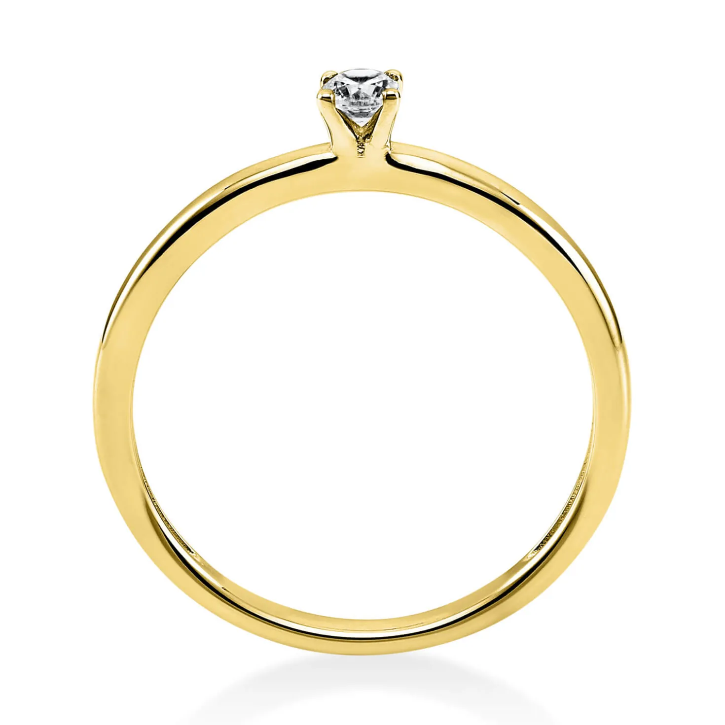 Solitär Ring Damenring 750 Gold Gelbgold Diamant Brillant 0,10 Ct. 4er-Krappe