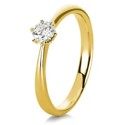 Solitär Ring Damenring 585 Gold Gelbgold mit Diamant Brillant 0,25 Ct 6er-Krappe