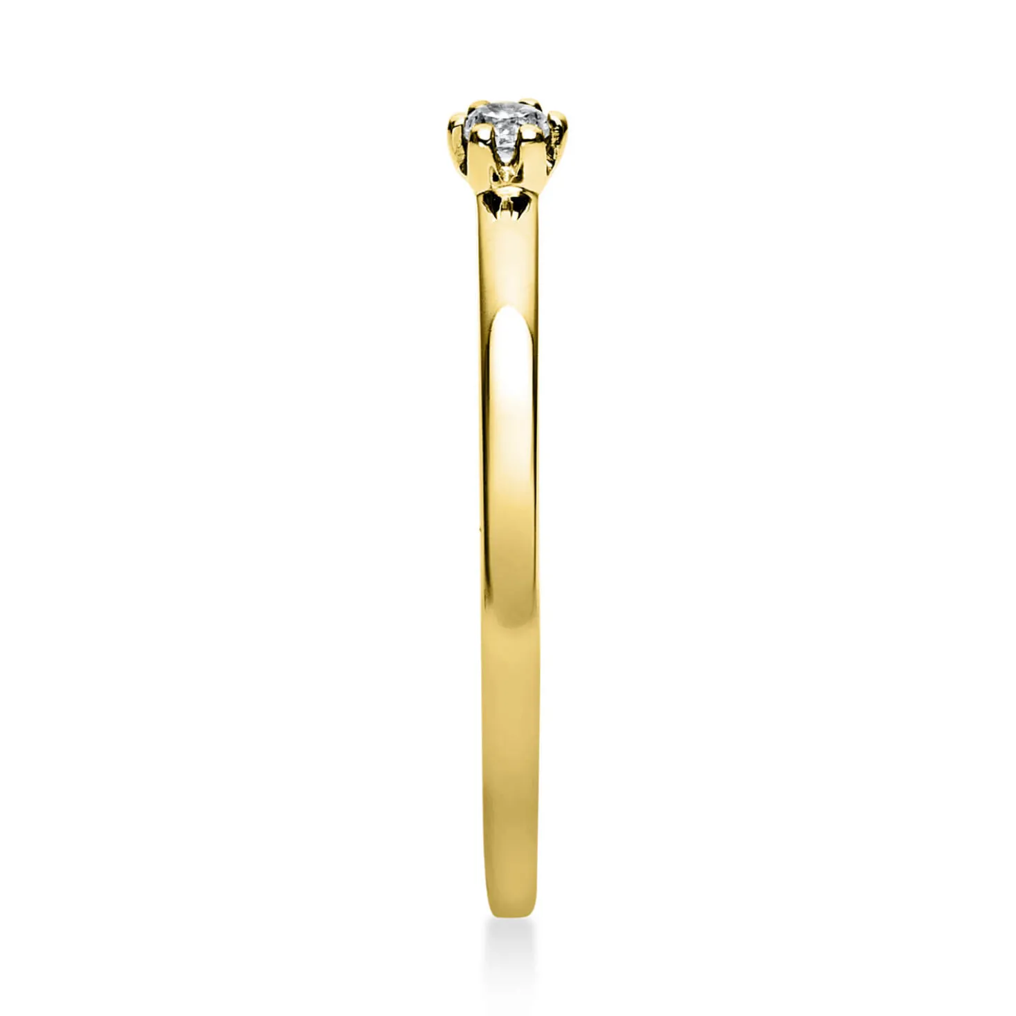 Solitär Ring Damenring 750 Gold Gelbgold mit Diamant Brillant 0,05 Ct 6er-Krappe