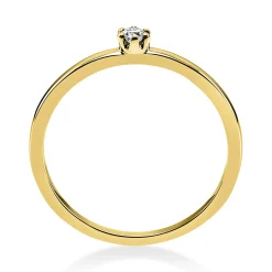 Solitär Ring Damenring 585 Gold Gelbgold mit Diamant Brillant 0,05 Ct 6er-Krappe