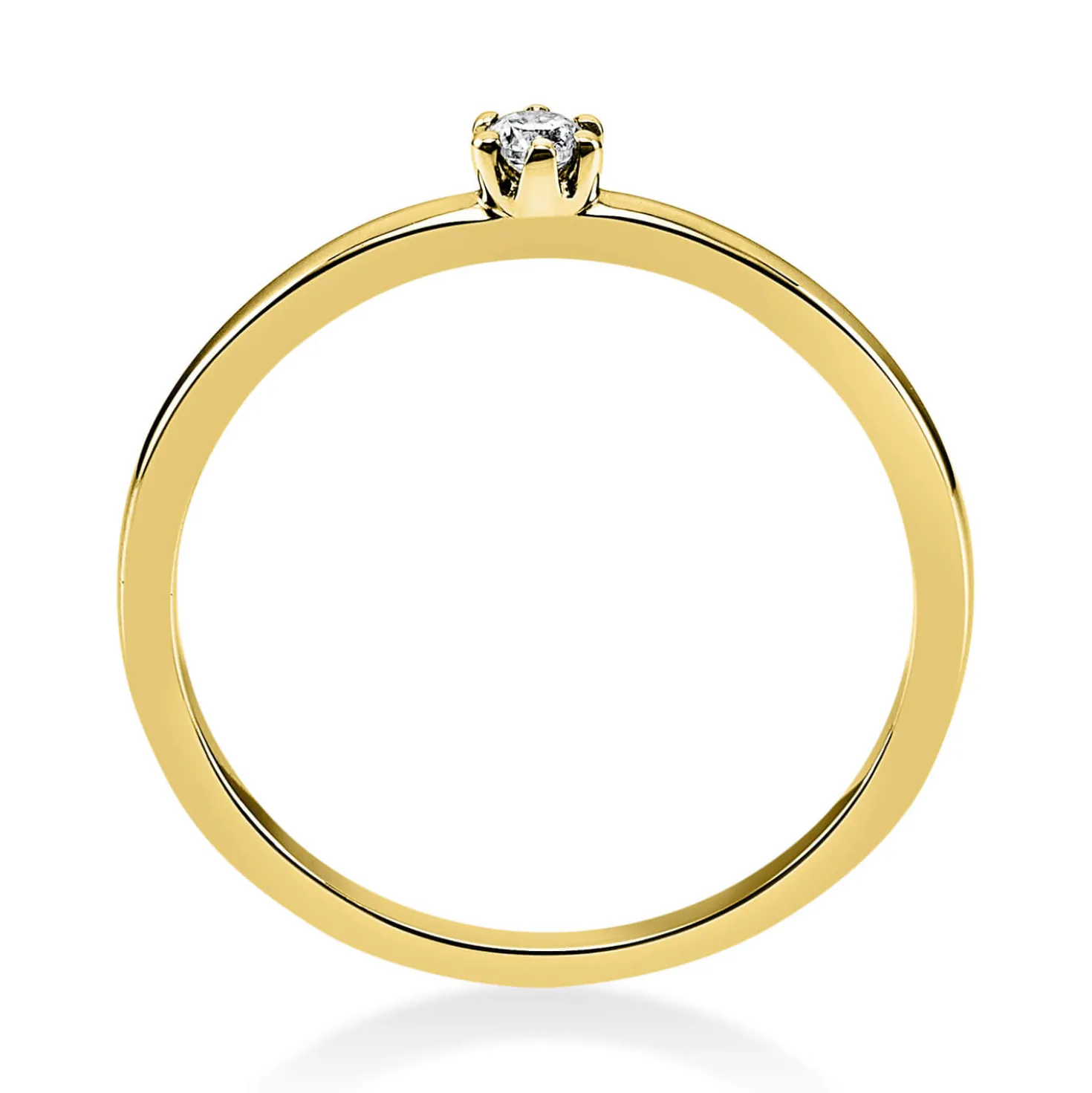 Solitär Ring Damenring 585 Gold Gelbgold mit Diamant Brillant 0,05 Ct 6er-Krappe