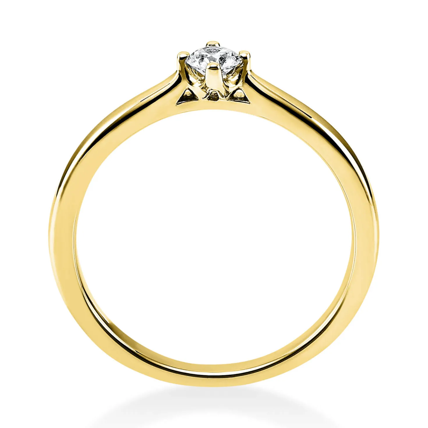 Solitär Ring Damenring 585 Gold Gelbgold mit Diamant Brillant 0,15 Ct 4er-Krappe