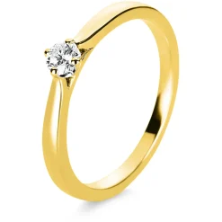 Solitär Ring Damenring 585 Gold Gelbgold mit Diamant Brillant 0,15 Ct 4er-Krappe
