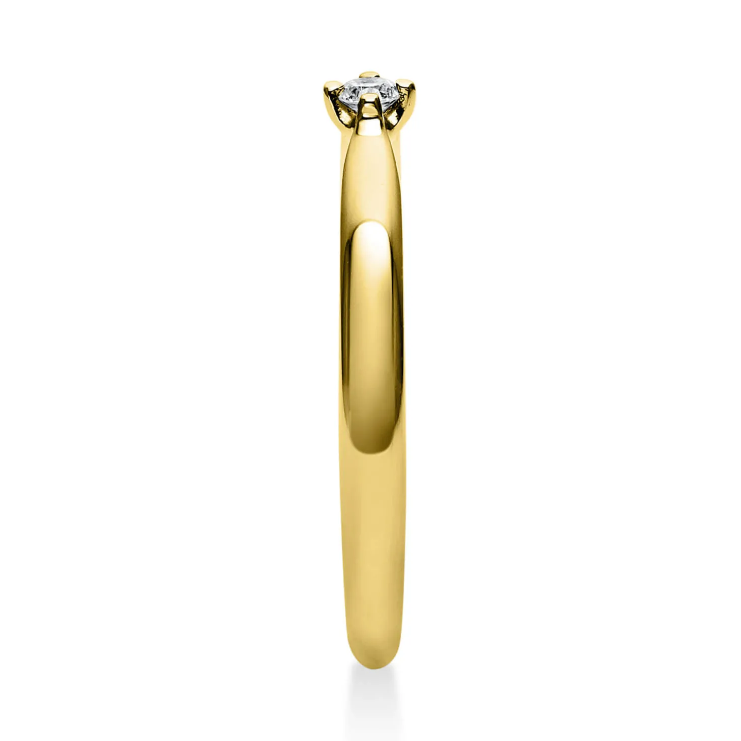Solitär Ring Damenring 750 Gold Gelbgold mit Diamant Brillant 0,05 Ct 4er-Krappe