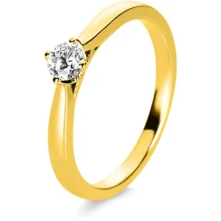 Solitär Ring Damenring 750 Gold Gelbgold mit Diamant Brillant 0,25 Ct 4er-Krappe