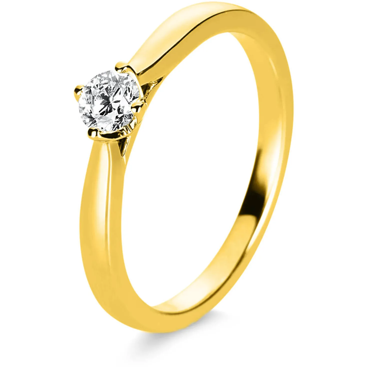 Solitär Ring Damenring 585 Gold Gelbgold mit Diamant Brillant 0,25 Ct 4er-Krappe