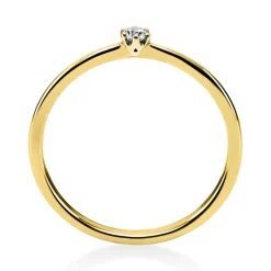 Solitär Ring Damenring 750 Gold Gelbgold mit Diamant Brillant 0,05 Ct 6er-Krappe