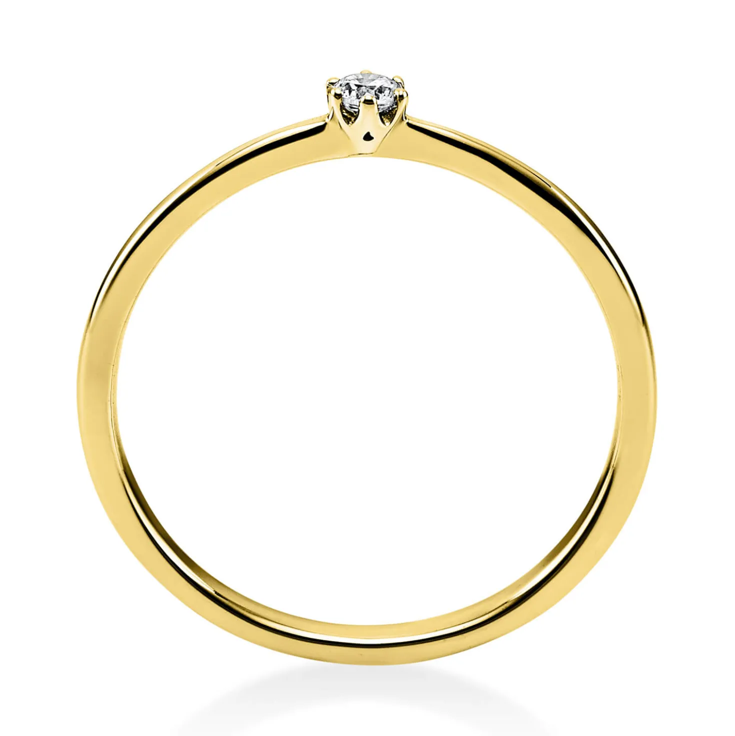Solitär Ring Damenring 585 Gold Gelbgold mit Diamant Brillant 0,05 Ct 6er-Krappe