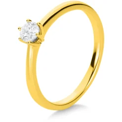 Solitär Ring Damenring 750 Gold Gelbgold mit Diamant Brillant 0,25 Ct 6er-Krappe