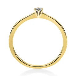 Solitär Ring Damenring 750 Gold Gelbgold mit Diamant Brillant 0,05 Ct 6er-Krappe