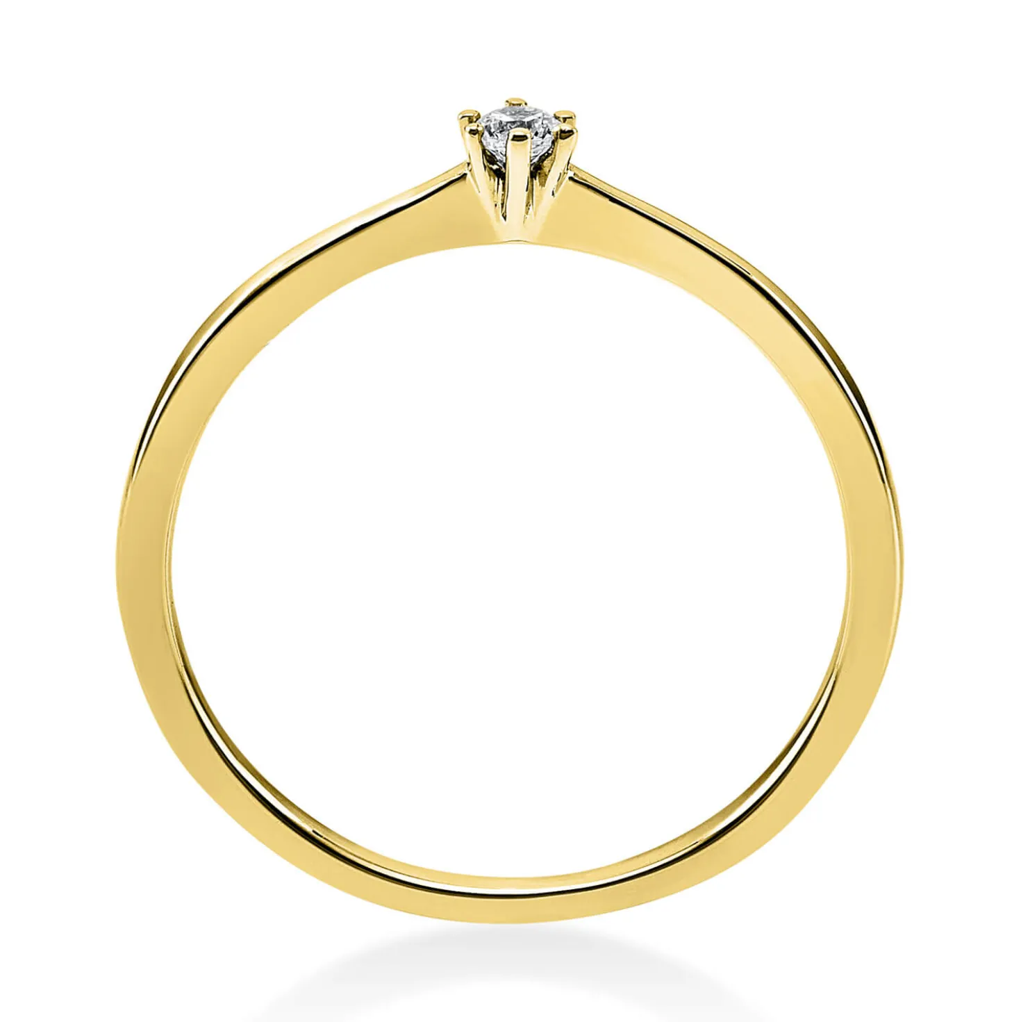 Solitär Ring Damenring 585 Gold Gelbgold mit Diamant Brillant 0,05 Ct 6er-Krappe