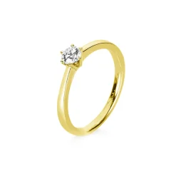 Solitär Ring Damenring 585 Gold Gelbgold mit Diamant Brillant 0,05 Ct 6er-Krappe