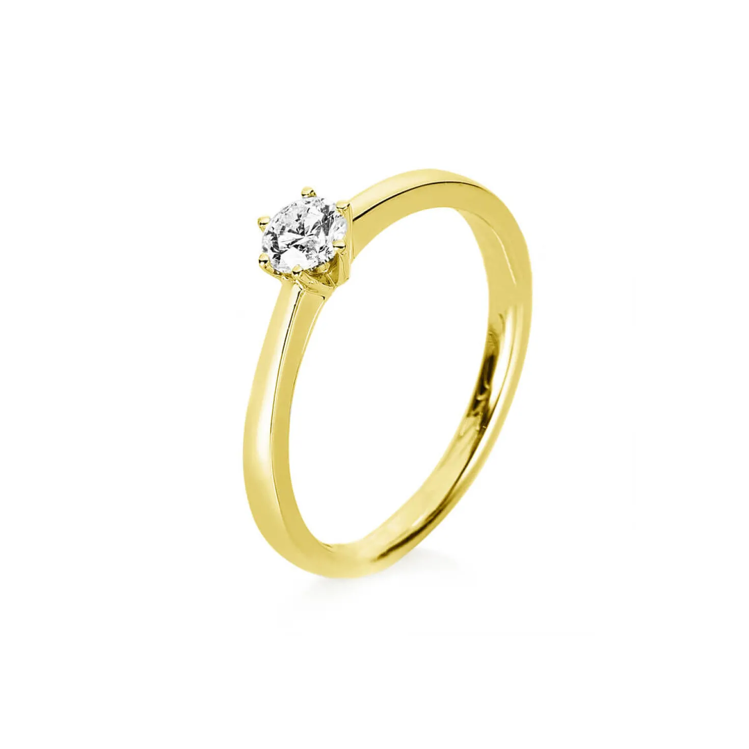 Solitär Ring Damenring 585 Gold Gelbgold mit Diamant Brillant 0,05 Ct 6er-Krappe
