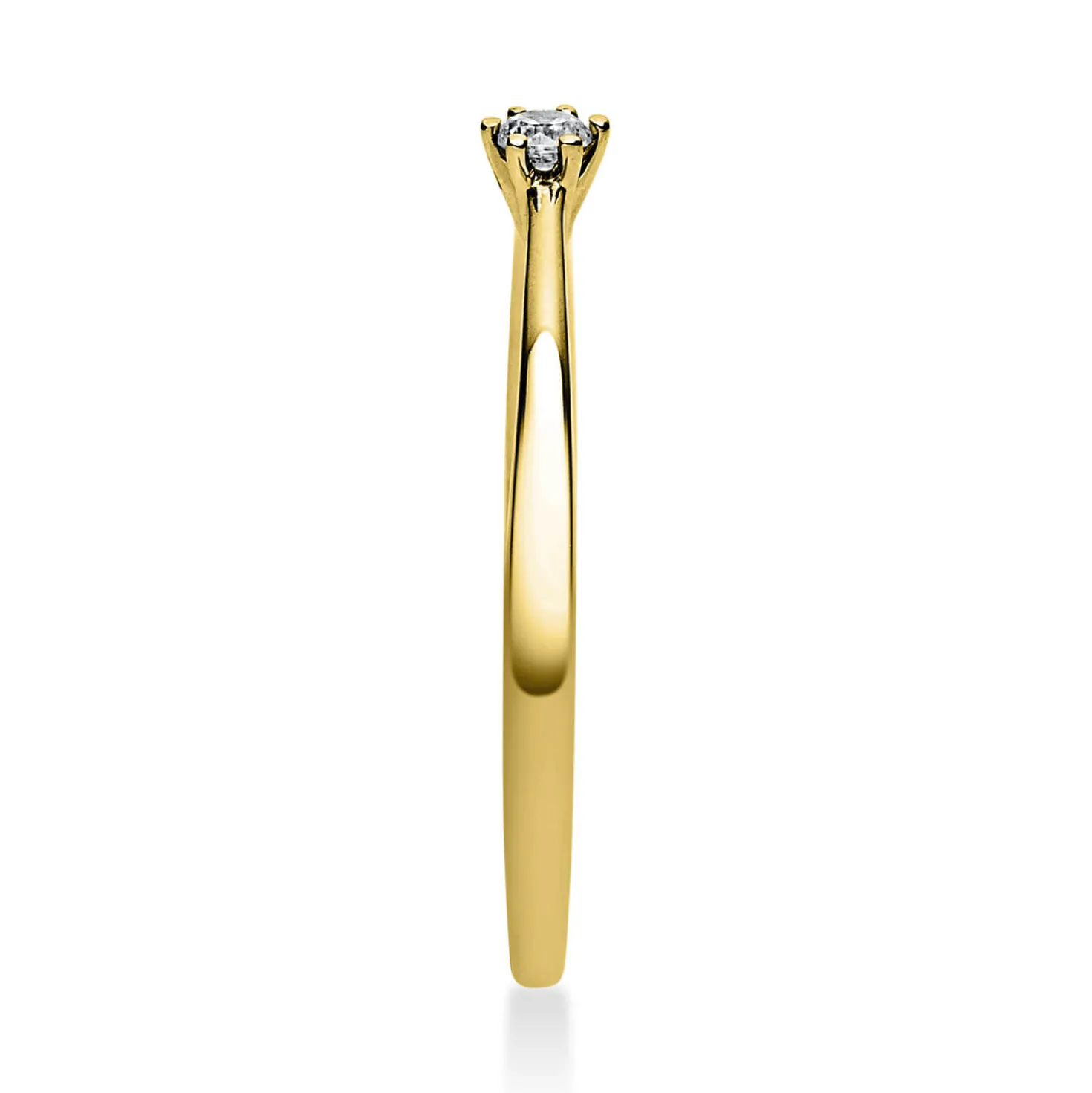 Solitär Ring Damenring 585 Gold Gelbgold mit Diamant Brillant 0,05 Ct 6er-Krappe