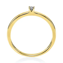 Solitär Ring Damenring 750 Gold Gelbgold mit Diamant Brillant 0,05 Ct 4er-Krappe