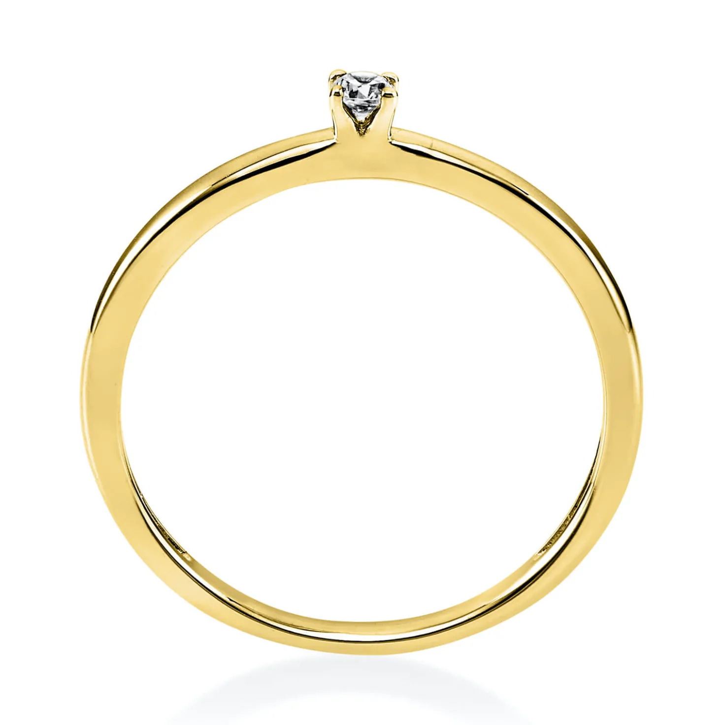 Solitär Ring Damenring 585 Gold Gelbgold mit Diamant Brillant 0,05 Ct 4er-Krappe