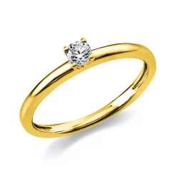 Solitär Ring Damenring 750 Gold Gelbgold mit Diamant Brillant 0,15 Ct 4er-Krappe