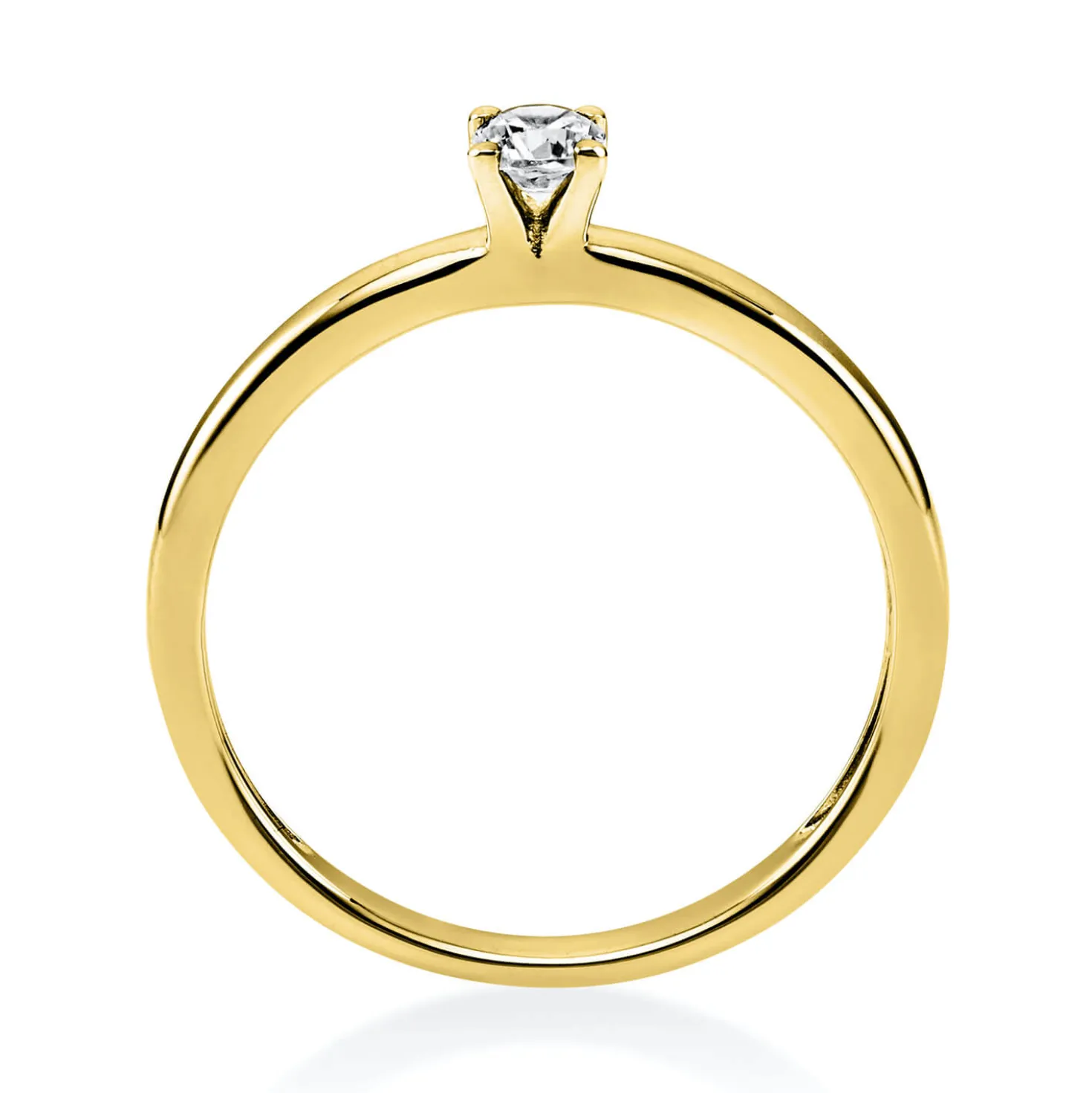 Solitär Ring Damenring 585 Gold Gelbgold mit Diamant Brillant 0,15 Ct 4er-Krappe