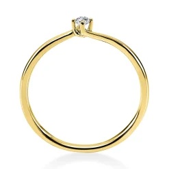 Solitär Ring Damenring 585 Gold Gelbgold mit Diamant Brillant 0,05 Ct 4er-Krappe