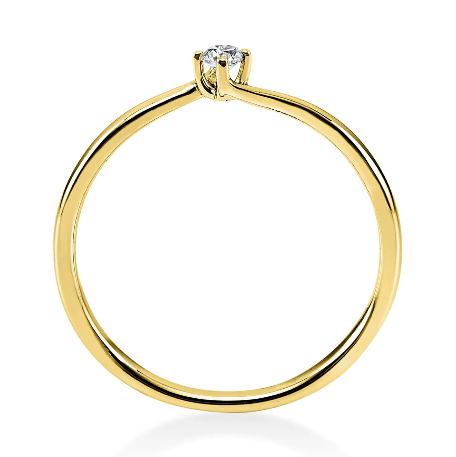 Solitär Ring Damenring 585 Gold Gelbgold mit Diamant Brillant 0,05 Ct 4er-Krappe