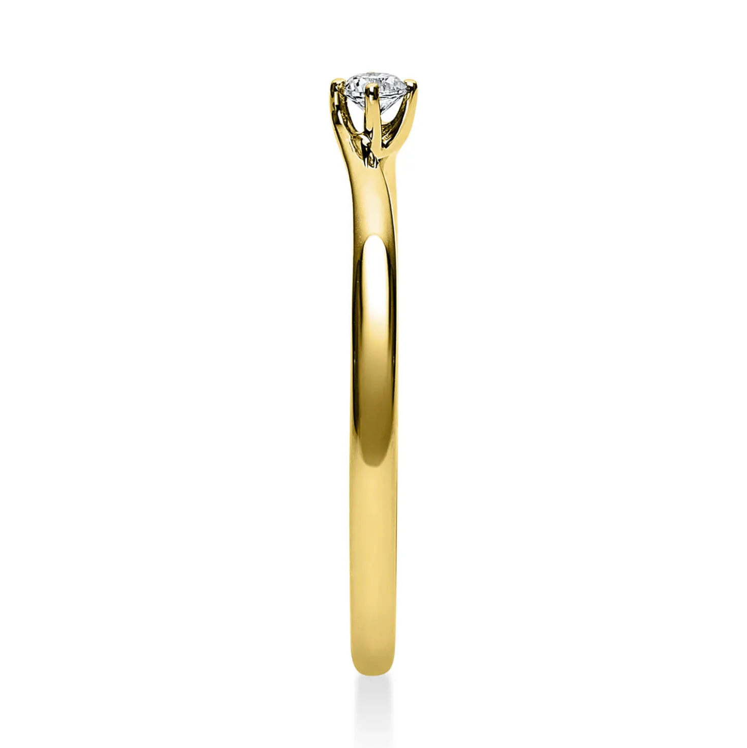 Solitär Ring Damenring 585 Gold Gelbgold mit Diamant Brillant 0,05 Ct 4er-Krappe