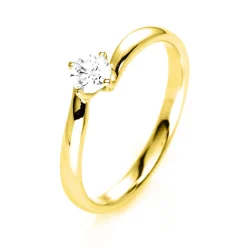 Solitär Ring Damenring 585 Gold Gelbgold mit Diamant Brillant 0,25 Ct 4er-Krappe