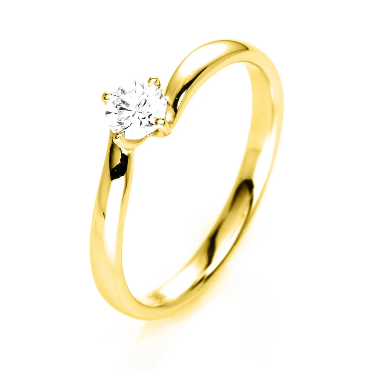 Solitär Ring Damenring 585 Gold Gelbgold mit Diamant Brillant 0,25 Ct 4er-Krappe