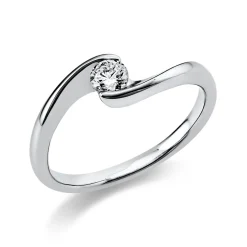 Solitär Ring Damenring 750 Gold Weißgold Diamant Brillant 0,20 Ct. B: 2,2mm