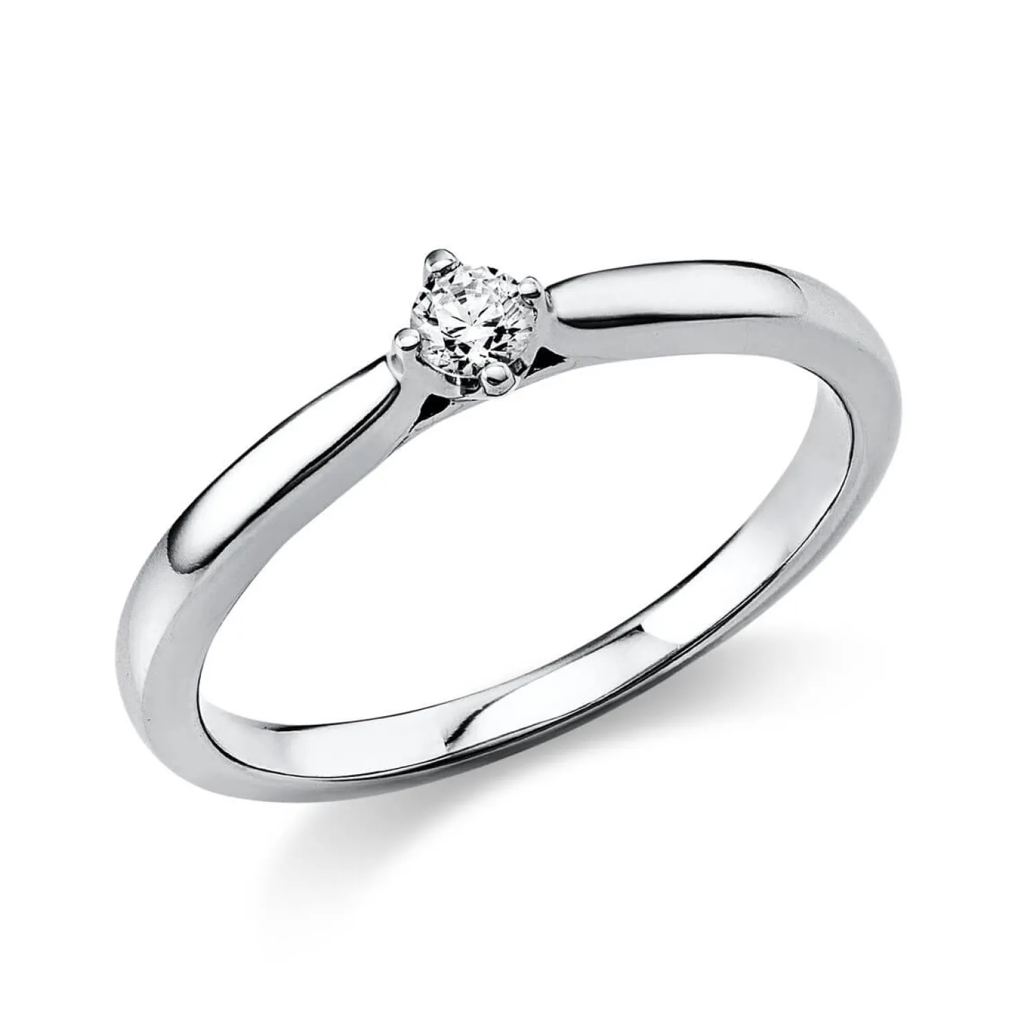 Solitär Ring Damenring 585 Gold Weißgold Diamant Brillant 0,10 Ct. 4er-Krappe