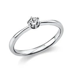 Solitär Ring Damenring 750 Gold Weißgold Diamant Brillant 0,20 Ct. 6er-Krappe