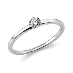 Solitär Ring Damenring 750 Gold Weißgold Diamant Brillant 0,10 Ct. 6er-Krappe