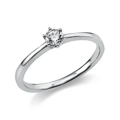 Solitär Ring Damenring 750 Gold Weißgold Diamant Brillant 0,20 Ct. 6er-Krappe