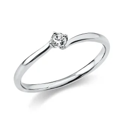 Solitär Ring Damenring 585 Gold Weißgold Diamant Brillant 0,10 Ct. 4er-Krappe